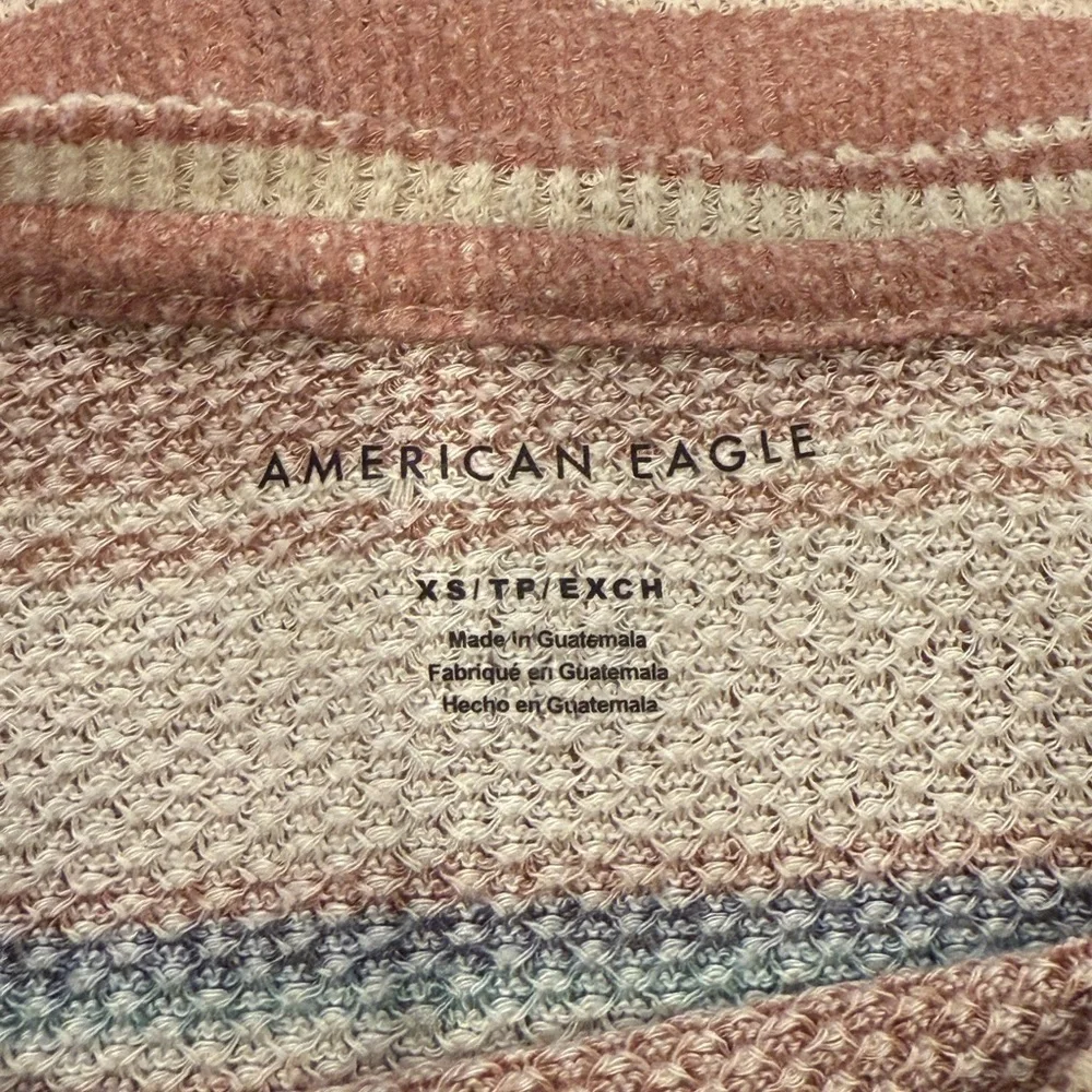 American Eagle Outfitters Tan and Brown Fitted Ribbed T-Shirt - Picture 3 of 3